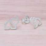Sterling silver stud earrings, 'Elephant Trumpet' - Sterling Silver Elephant Stud Earrings from Thailand