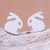 Sterling silver stud earrings, 'Cute Rabbits' - Sterling Silver Rabbit Stud Earrings from Thailand (image 2) thumbail