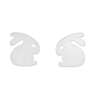 Sterling silver stud earrings, 'Cute Rabbits' - Sterling Silver Rabbit Stud Earrings from Thailand