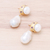 Gold plated cultured pearl and amethyst dangle earrings, 'Pure Ocean' - Gold Plated Cultured Pearl and Amethyst Dangle Earrings (image 2b) thumbail