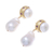 Gold plated cultured pearl and amethyst dangle earrings, 'Pure Ocean' - Gold Plated Cultured Pearl and Amethyst Dangle Earrings (image 2c) thumbail