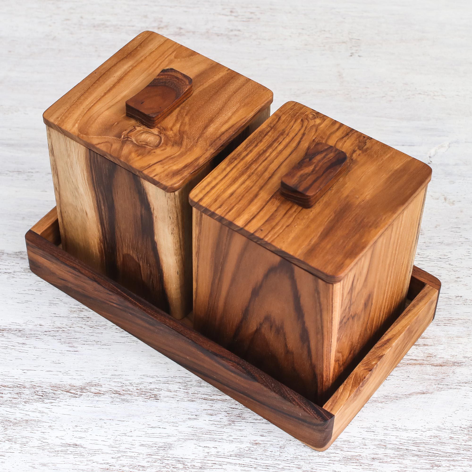 UNICEF Market Teak Wood Decorative Boxes from Thailand (Pair) Teak