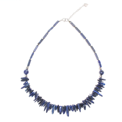 Lapis Lazuli Beaded Necklace from Thailand - Magnificent Waters | NOVICA