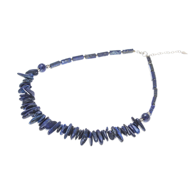 Lapis lazuli beaded necklace, 'Magnificent Waters' - Lapis Lazuli Beaded Necklace from Thailand