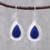 Rhodium plated lapis lazuli dangle earrings, 'Precious Beauty' - Rhodium Plated Lapis Lazuli Teardrop Dangle Earrings (image 2) thumbail