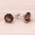 Rhodium plated smoky quartz stud earrings, 'Precious Sparkle' - Rhodium Plated Smoky Quartz Stud Earrings from Thailand (image 2b) thumbail