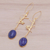 Gold plated lapis lazuli dangle earrings, 'Bird on a Branch' - Nature-Themed Gold Plated Lapis Lazuli Dangle Earrings (image 2b) thumbail