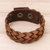 Men's leather braided wristband bracelet, 'Love Weave in Sepia' - Men's Leather Braided Wristband Bracelet in Sepia (image 2) thumbail