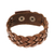 Men's leather braided wristband bracelet, 'Love Weave in Sepia' - Men's Leather Braided Wristband Bracelet in Sepia thumbail