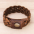 Men's leather braided wristband bracelet, 'Love Weave in Sepia' - Men's Leather Braided Wristband Bracelet in Sepia (image 2b) thumbail