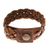 Pulsera trenzada de cuero para hombre - Pulsera de cuero trenzada para hombre en sepia