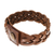 Men's leather braided wristband bracelet, 'Love Weave in Sepia' - Men's Leather Braided Wristband Bracelet in Sepia (image 2e) thumbail