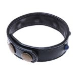 Men's lapis lazuli beaded wristband bracelet, 'Powerful Mind' - Men's Lapis Lazuli and Leather Beaded Wristband Bracelet