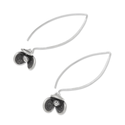 Silver dangle earrings, 'Karen Swirl' - Spiral Motif Karen Silver Dangle Earrings from Thailand