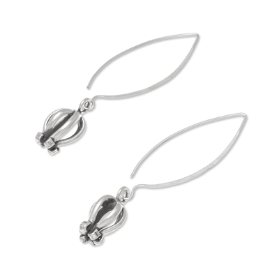Silver dangle earrings, 'Flower Curls' - Karen Silver Dangle Earrings from Thailand