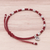 Silver beaded bracelet, 'Inner Heart in Red' - Karen Silver Beaded Heart Bracelet in Red from Thailand (image 2d) thumbail