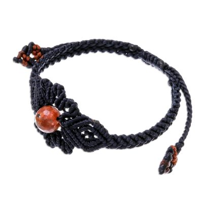 Jasper Macrame Pendant Bracelet from Thailand