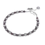 Garnet beaded bracelet, 'Garnet Garden' - Garnet and Karen Silver Beaded Bracelet from Thailand