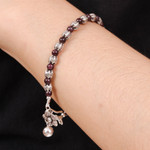 Garnet beaded bracelet, 'Garnet Garden' - Garnet and Karen Silver Beaded Bracelet from Thailand