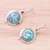 Roman glass and garnet drop earrings, 'Roman Circles' - Round Garnet and Roman Glass Drop Earrings from Thailand