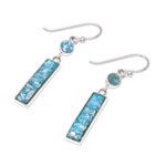 Roman glass dangle earrings, 'Roman Magic' - Rectangular Roman Glass Dangle Earrings from Thailand