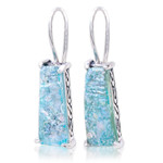 Roman glass drop earrings, 'Roman Towers' - Handcrafted Roman Glass Drop Earrings from Thailand