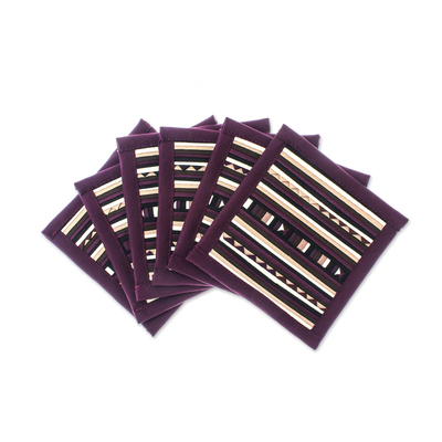 Patchwork Cotton Coasters in Purple (Set of 6)