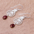 Garnet dangle earrings, 'Swirling Beauty' - Swirl Pattern Garnet Dangle Earrings Crafted in Thailand