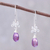 Amethyst dangle earrings, 'Daisy Glitter' - Floral Faceted Amethyst Dangle Earrings from Thailand