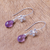 Amethyst dangle earrings, 'Daisy Glitter' - Floral Faceted Amethyst Dangle Earrings from Thailand