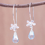 Floral Faceted Blue Topaz Dangle Earrings from Thailand, 'Daisy Glitter'