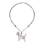 Ceramic pendant necklace, 'Dog Melody' - Music-Themed Ceramic Dog Pendant Necklace from Thailand