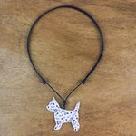 Ceramic pendant necklace, 'Dog Melody' - Music-Themed Ceramic Dog Pendant Necklace from Thailand