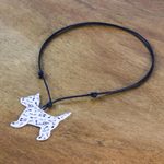 Ceramic pendant necklace, 'Dog Melody' - Music-Themed Ceramic Dog Pendant Necklace from Thailand