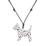 Ceramic pendant necklace, 'Dog Melody' - Music-Themed Ceramic Dog Pendant Necklace from Thailand