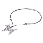 Ceramic pendant necklace, 'Dog Melody' - Music-Themed Ceramic Dog Pendant Necklace from Thailand