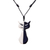 Ceramic pendant necklace, 'Black and White Cat' - Black and White Ceramic Cat Pendant Necklace from Thailand (image 2c) thumbail