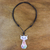 Ceramic pendant necklace, 'Daisy Cat' - Ceramic Floral Cat Pendant Necklace from Thailand