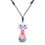 Keramik-Anhänger-Halskette, „Daisy Cat“ – Keramik-Blumen-Katzen-Anhänger-Halskette aus Thailand