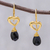 Gold plated spinel dangle earrings, 'Time to Love' - Gold Plated Spinel Heart Dangle Earrings from Thailand (image 2) thumbail
