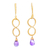 Gold plated amethyst dangle earrings, 'Purple Infinity' - Gold Plated Amethyst Infinity Dangle Earrings from Thailand thumbail