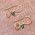Gold plated onyx dangle earrings, 'Green Rustic Modern' - 24k Gold Plated Green Onyx Dangle Earrings from Thailand (image 2b) thumbail