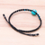Silver beaded macrame bracelet, 'Blue Classic' - Silver and Recon. Turquoise Beaded Macrame Bracelet (image 2c) thumbail