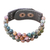 Agate and leather beaded bracelet, 'Nature Mood' - Handmade Agate and Leather Beaded Snap Clasp Bracelet (image 2a) thumbail