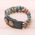Agate and leather beaded bracelet, 'Nature Mood' - Handmade Agate and Leather Beaded Snap Clasp Bracelet (image 2b) thumbail