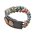 Agate and leather beaded bracelet, 'Nature Mood' - Handmade Agate and Leather Beaded Snap Clasp Bracelet (image 2d) thumbail