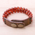 Carnelian beaded bracelet, 'Nature's Desire' - Handmade Carnelian and Leather Beaded Snap Clasp Bracelet (image 2c) thumbail