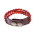 Carnelian beaded bracelet, 'Nature's Desire' - Handmade Carnelian and Leather Beaded Snap Clasp Bracelet (image 2e) thumbail