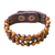 Armband aus Tigerauge-Perlen mit Lederakzent - Handgefertigtes Tigerauge- und Lederperlen-Schnappverschluss-Armband