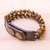 Leather accented tiger's eye beaded bracelet, 'Nature's Intrigue' - Handmade Tiger's Eye and Leather Beaded Snap Clasp Bracelet (image 2b) thumbail